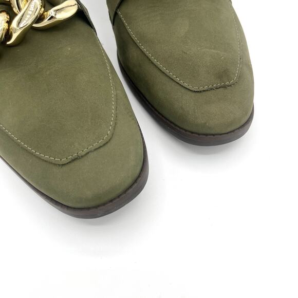 Vince Camuto Aliyana Leather Loafers Olive green Sz 9 preppy Chic Academia - Picture 8 of 10